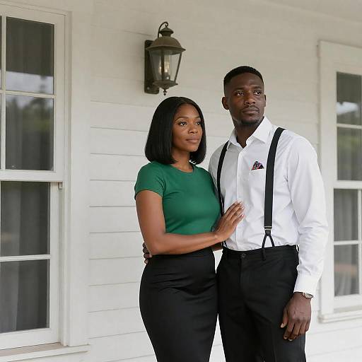 Stylish Black Couple on a Porch