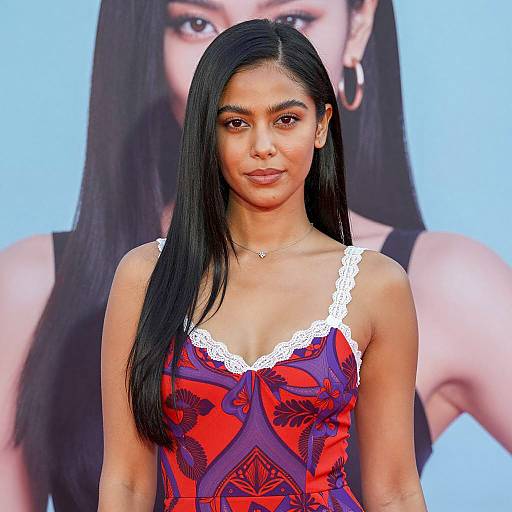 Elegant Woman in Patterned Dress Portrait