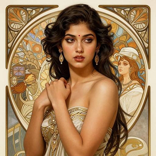 Sensual Bengali Girl Art Deco Portrait