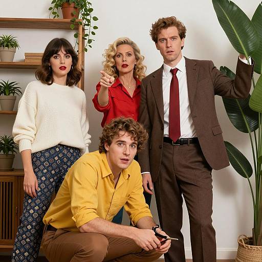 Retro Photograph of Four People in Action