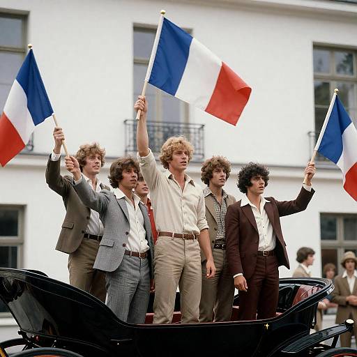 Celebrating Freedom: 1970s French Flag Wave