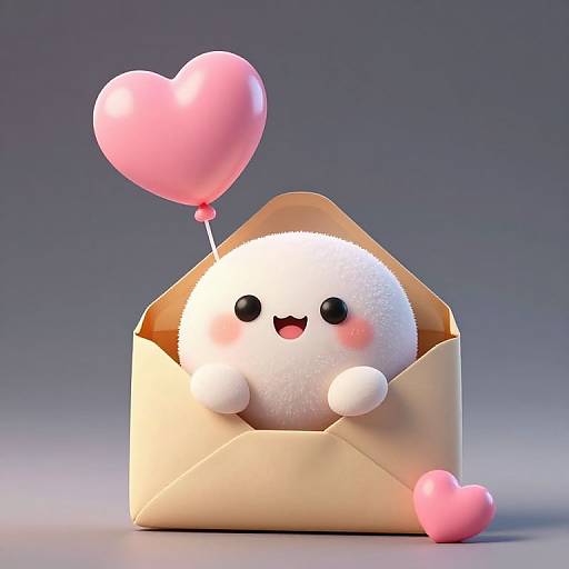 Cute Mochi Character in Envelope