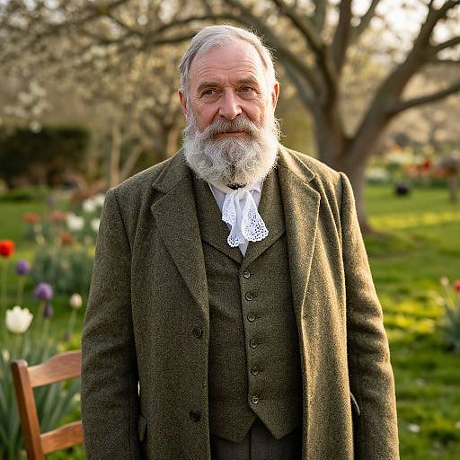 Wise Elder in Sunlit Garden