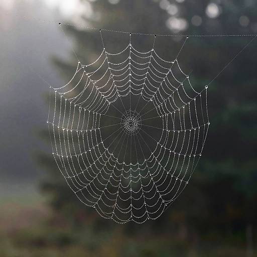 Dew-Covered Spider Web Close-Up