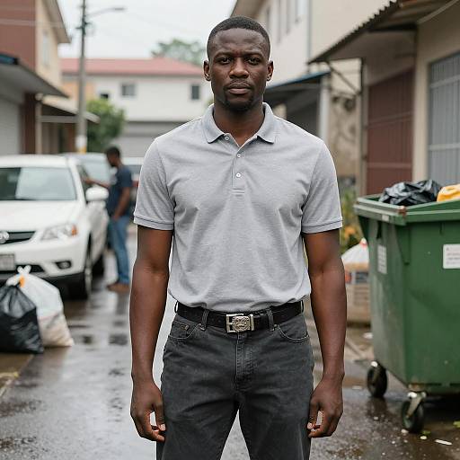 Urban Scene: Man in Wet Alley