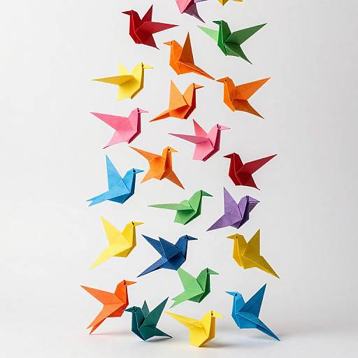 Vibrant Origami Bird Tower