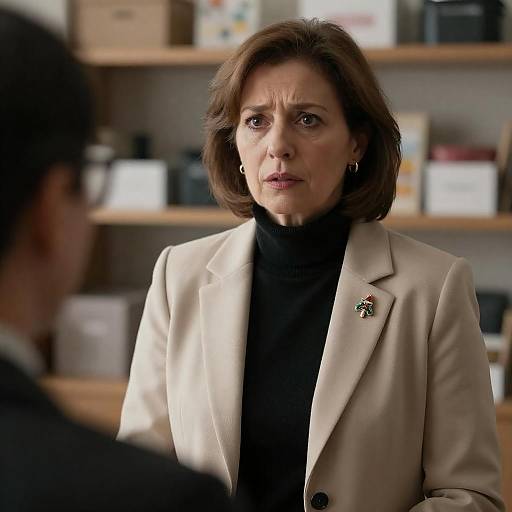 Concerned Woman in Christmas Attire