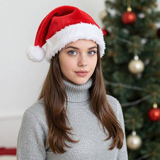 Sparkly Christmas Outfit with Santa Hat