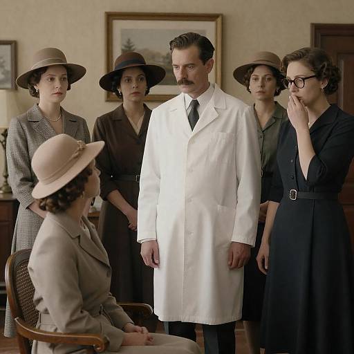 Vintage Room Portrait of Six People