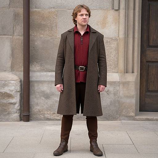 Medieval Man in Brown Coat