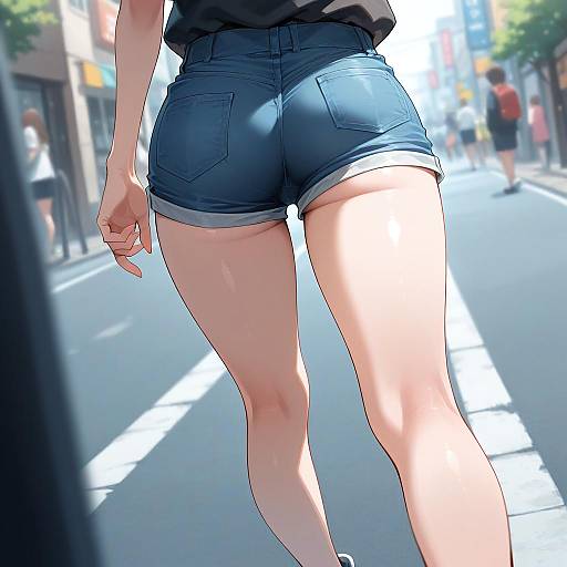 Cinematic Street Portrait of Girl in Shorts