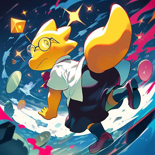 Illustration of Alphys, undertale in the style of Boshi (a-ieba)