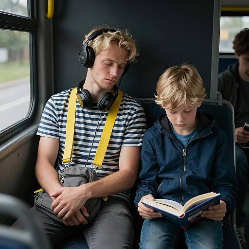 Father and Son on Bus Trip
