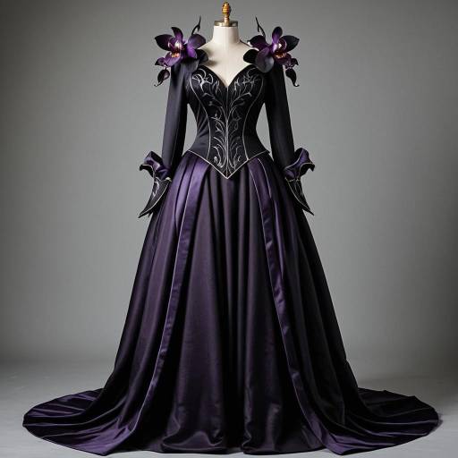 Luxurious Black Orchid Cosplay Gown Design
