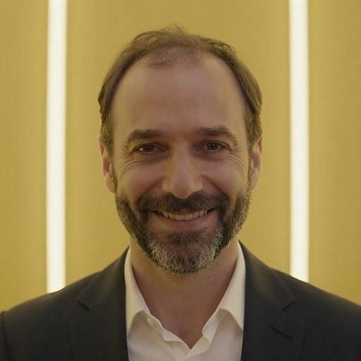 Smiling Middle-Aged Man in Neon Lights