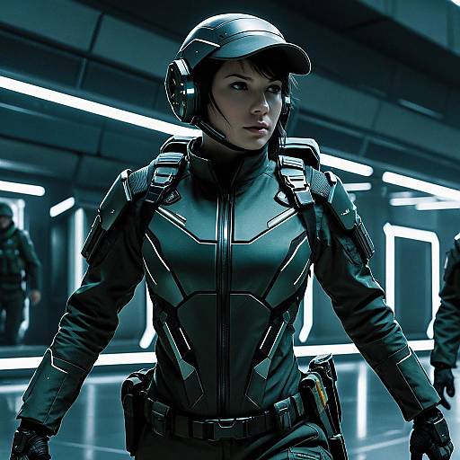 Futuristic Female Scout in Stealth Suit