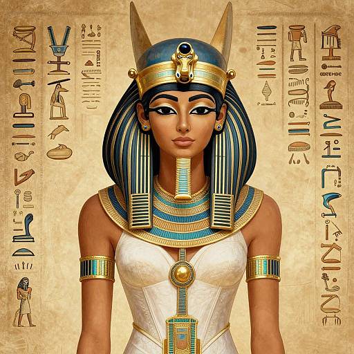 Ancient Egyptian Woman with Hieroglyphics
