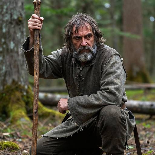 Crouching Warrior in Enchanted Forest