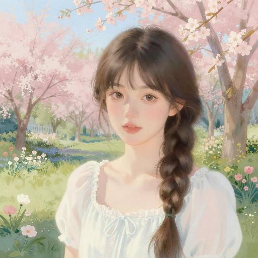 Impressionistic Garden Woman Illustration