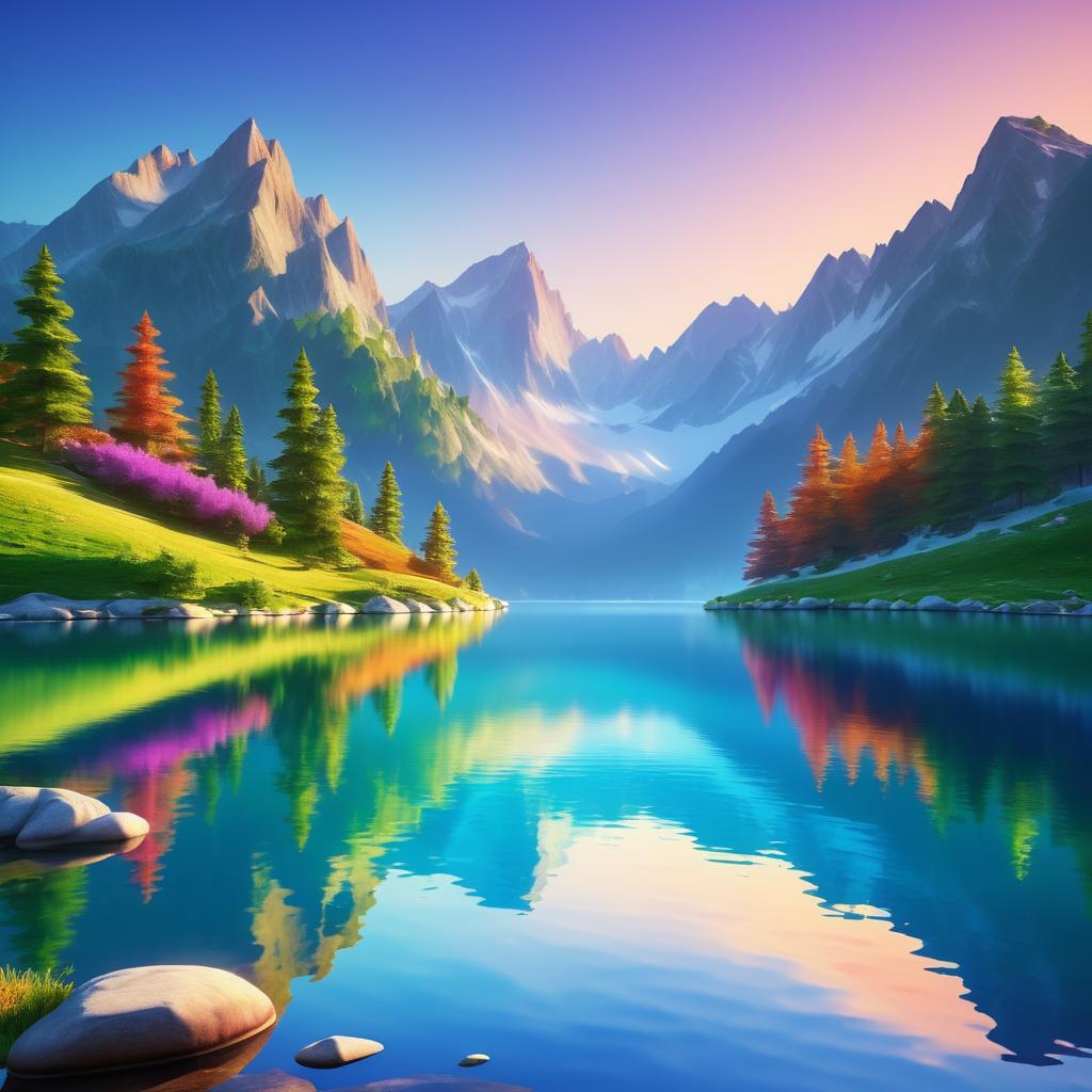 Vibrant Serenity at a Mountain Lake