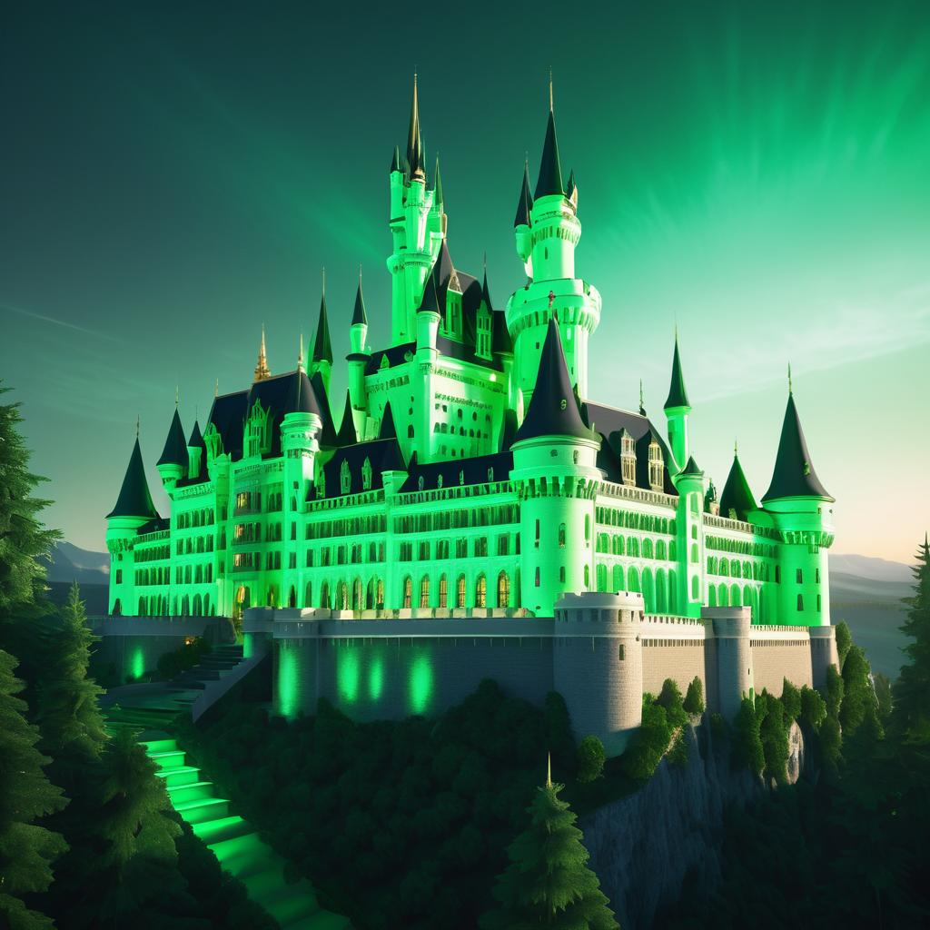 Cinematic Emerald Glow Castle Rendering