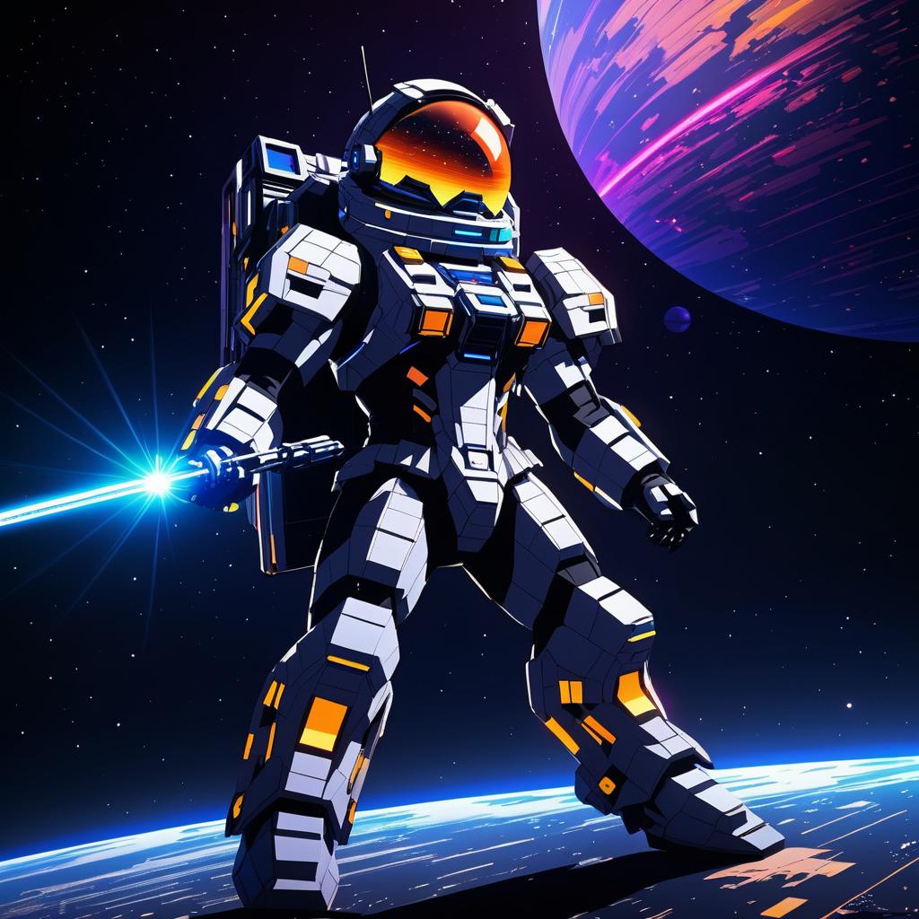 Pixel-Art Anime Space Explorer in Action