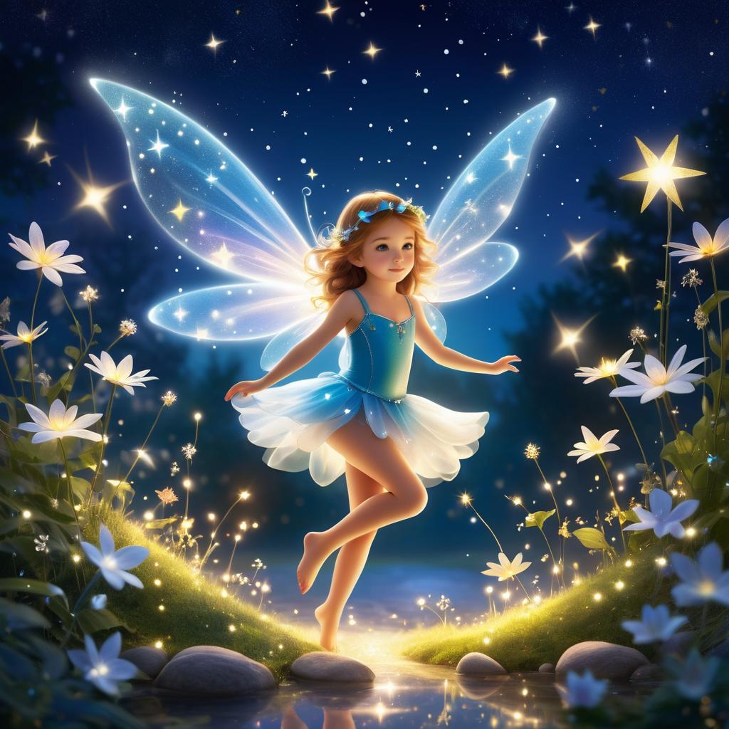 Playful Fairy Under Moonlit Stars