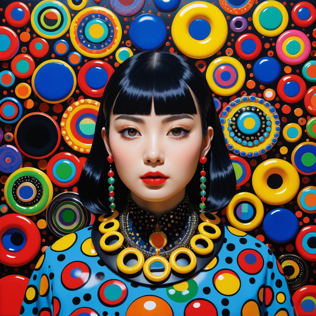 Bold Portrait in Yayoi Kusama Style