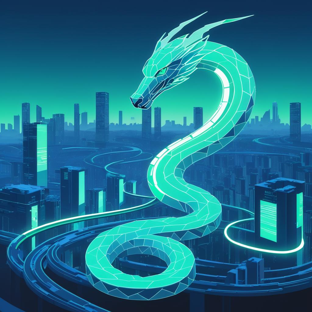 Emerald Serpent in a Dystopian City