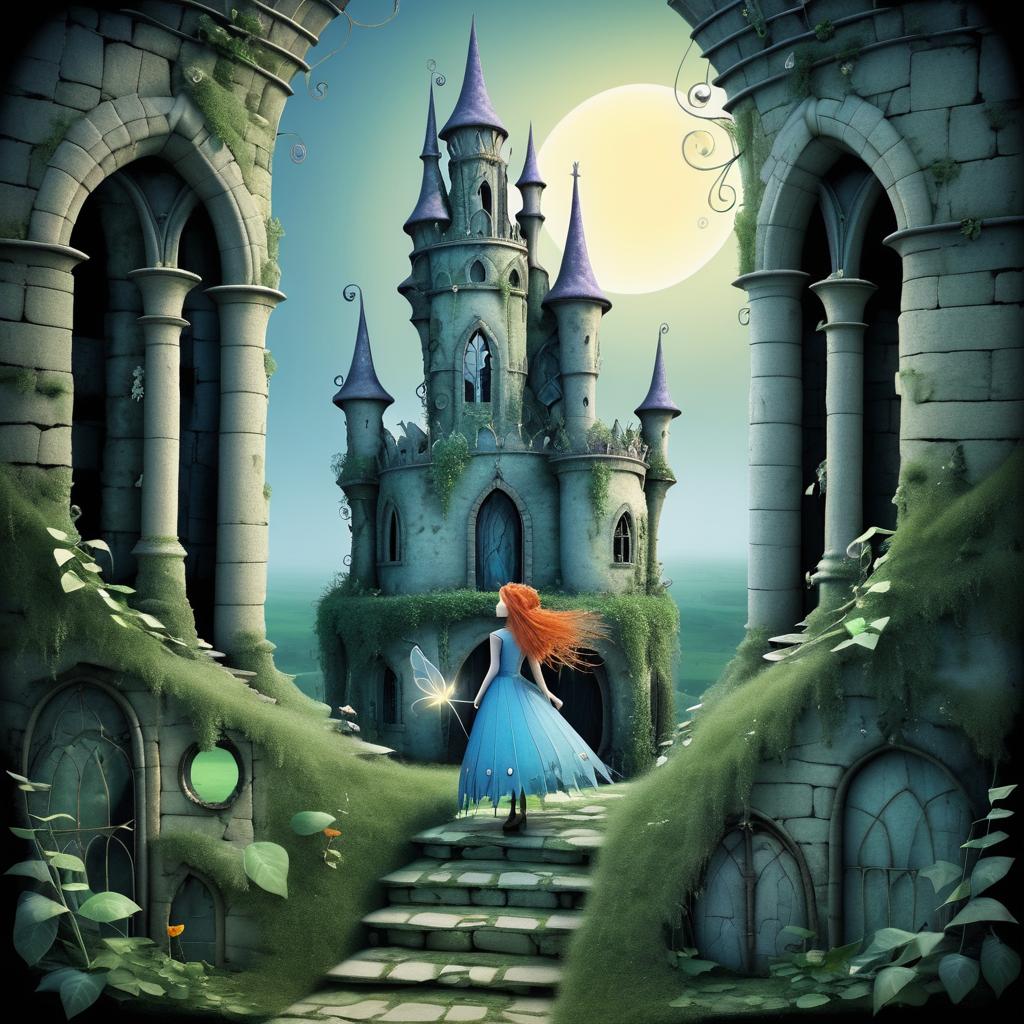 Whimsical Fairy in Castle Ruins