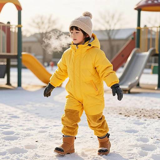 Playful Child in Winter Snowsuit