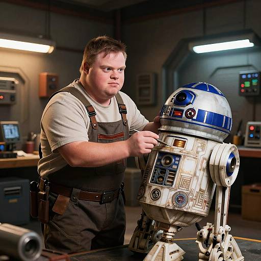 Down Syndrome Droid Mechanic Portrait