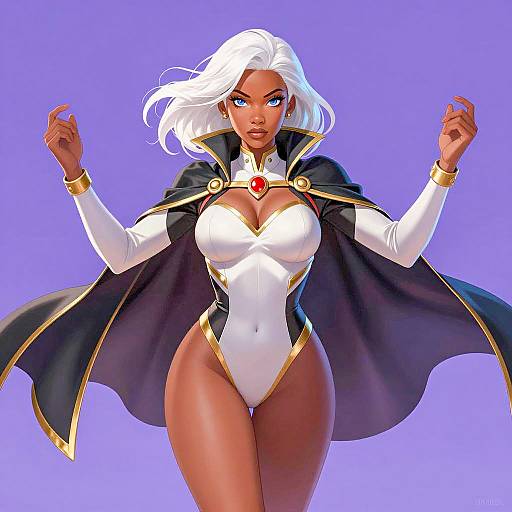 Dynamic Dark-Skinned Heroine Illustration
