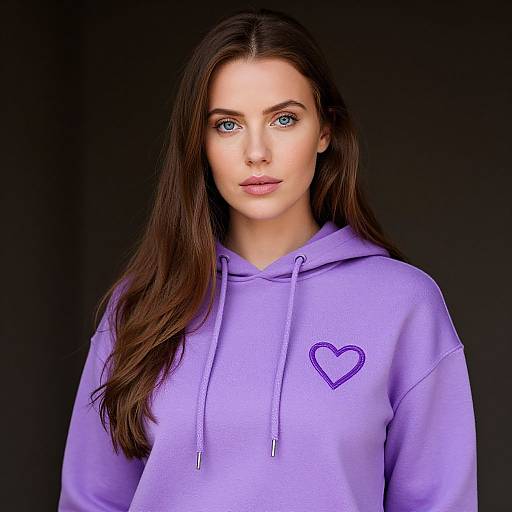 Woman in Purple Heart Hoodie