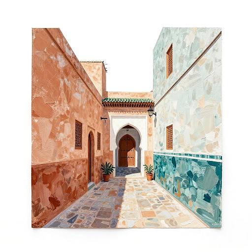 Minimal Gouache Collage: Moroccan Alleyways