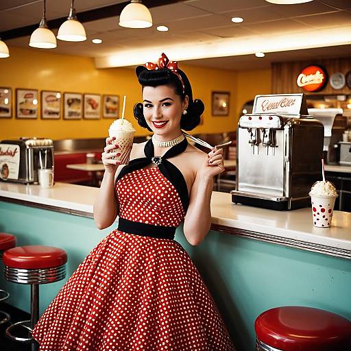 1950s Style Woman at Retro Diner