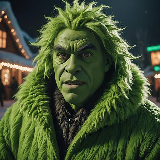 Man in Cartoonish Grinch Costume