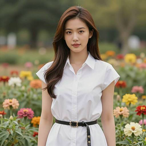 Portrait of Woman in Flower Garden