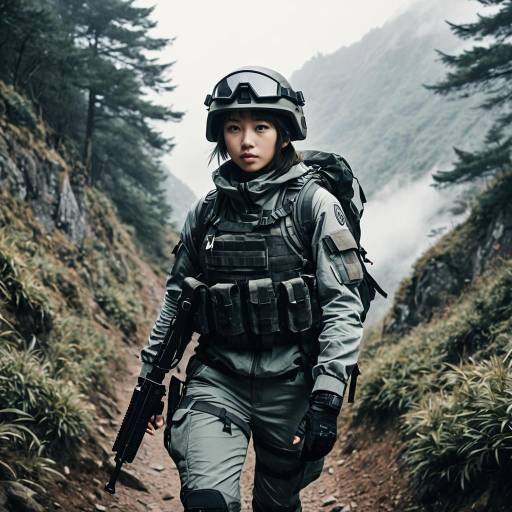 Brave Teen Girl in Tactical Gear