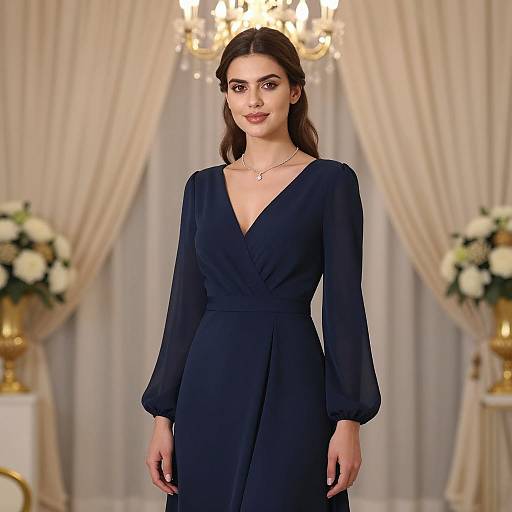 Elegant Navy Evening Dress Portrait