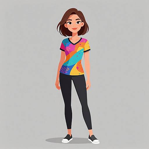 Smiling Woman in Artsy Outfit