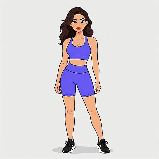 Athletic Woman in Royal Blue Outfit