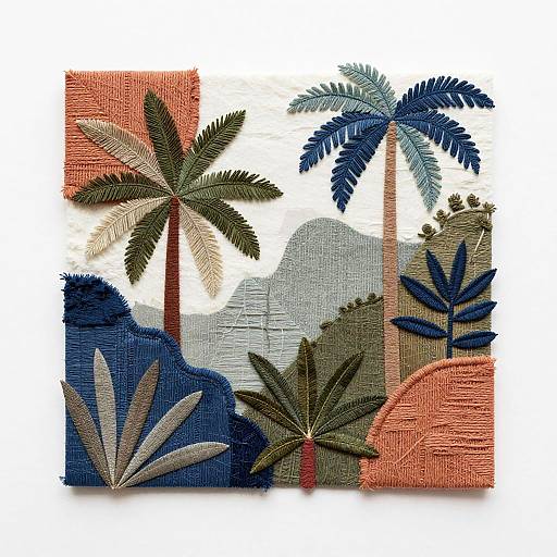 Amazon Rainforest Hand-Stitched Patchwork Collage