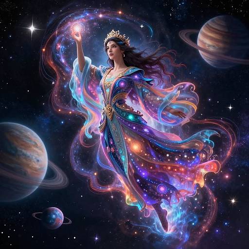 Celestial Being Amidst Cosmic Wonders