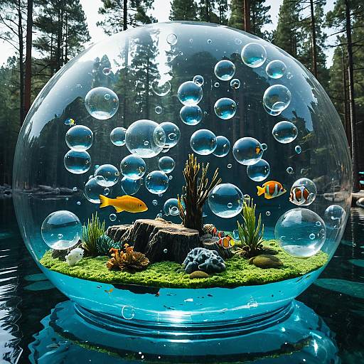 Inflatable Aquarium Floating on Lake
