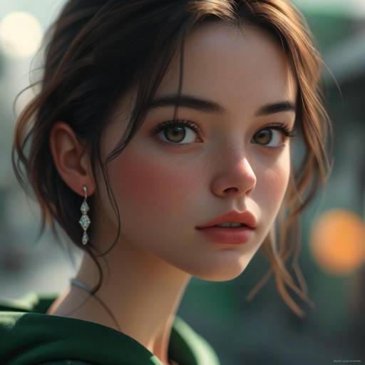 Realistic Portrait of a Girl with Jewelry