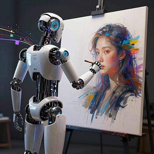 Robotic AI Artist Painting Digital Masterpieces