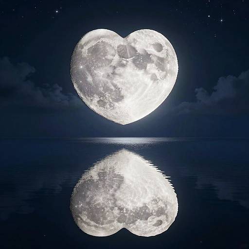 Surreal Heart-Shaped Moonlit Night