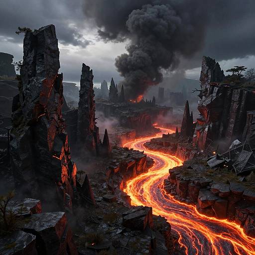 Photorealistic Nether Landscape with Lava