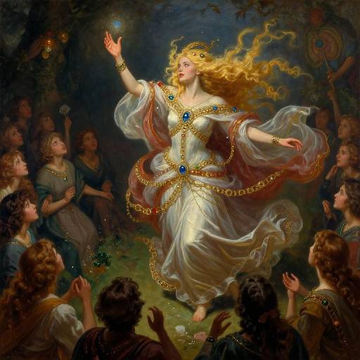 Enigmatic Sorceress Casting Spell